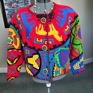 Price FIRM Michael Simon L XL OS Llama Embroidered Sweater Cardigan Easter gift